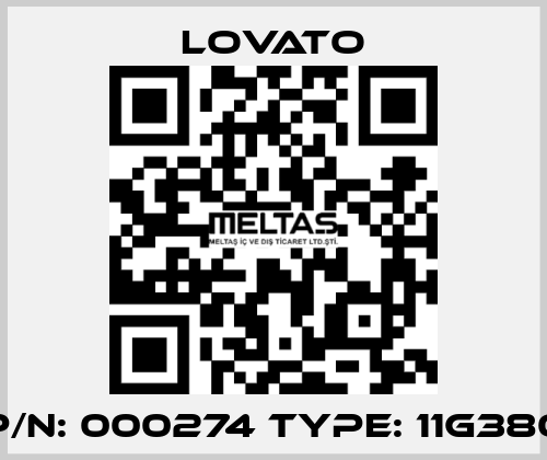 P/N: 000274 Type: 11G380 Lovato