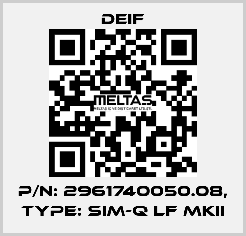 p/n: 2961740050.08, Type: SIM-Q LF MKII Deif
