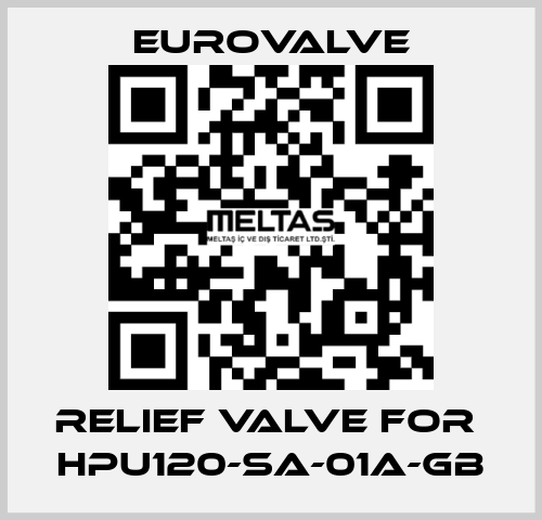 Relief valve for  HPU120-SA-01A-GB Eurovalve