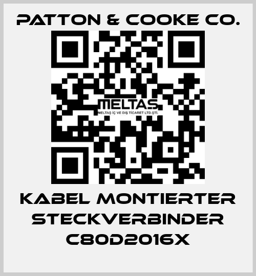 Kabel montierter Steckverbinder C80D2016x Patton & Cooke Co.