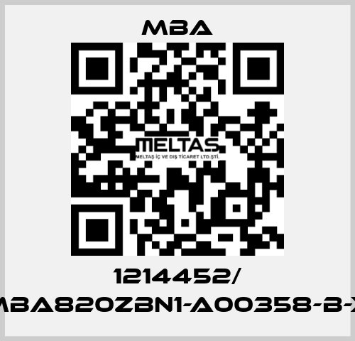 1214452/ MBA820ZBN1-A00358-B-X MBA