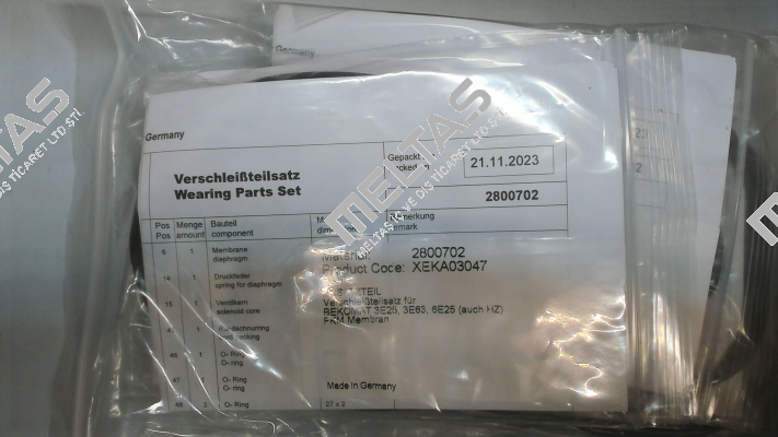 SET OF WEAR PARTS FOR BM6EPN25 Beko