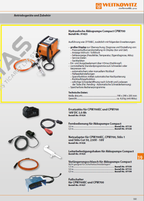 91430/Hydraulische Akkupumpe CP700 (mit Display) - ersetzt 91423 WEITKOWITZ