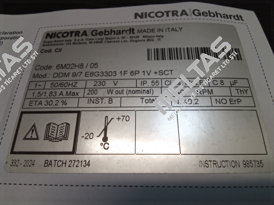 6M02H8    DDM 9/7 E6G3303 1F 6P 1V +SCT RPM - Motori elettrici