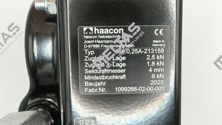 PN: 213158 Type: 468.0,25 A haacon