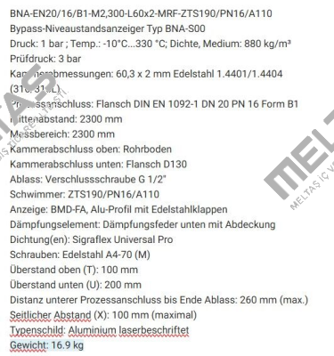 BNA-EN20/16/B1-M2,300-L60x2-MRF-ZTS190/PN16/A110 Ksr Kuebler