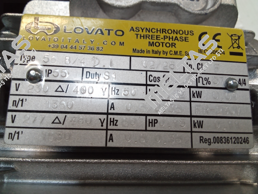ELT.MOT. 230/400 V – 50 HZ – IP 55 – Cl. F – S1 – IE1 LovatoItaly