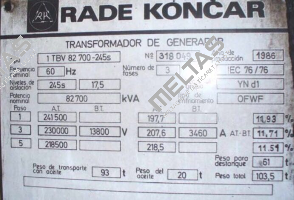 1 TBV 82 700-245s  RADE KONCAR