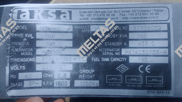 APD 165C-6 - obsolete , replacement is APD 165 A  AKSA