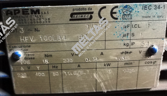 HFV 100LB4 B3 obsolete,replaced by HBV 100LB 4 230.400-50 B3  Seimec (Rossi)