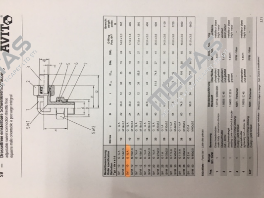 SV102-1015-01 , type  SV 10x1,5 G 3/8"A NBR   Avit