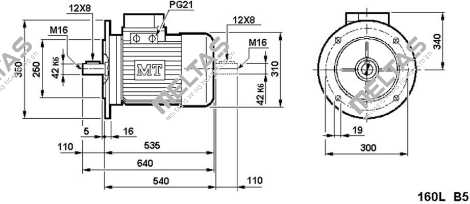 Typ DN 160 L-4/8 B3 Fimet