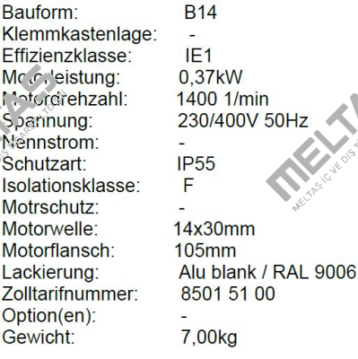 MOT. ELVEM KW0,37 HP0,5 4P PAM71B B14 IE1 Elvem