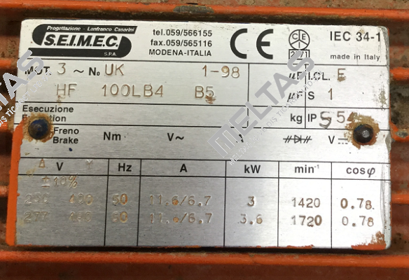 HF100LB4 B5 Obsolete! Replaced by HB3 112MA 4 230.400-50 B5  Seimec (Rossi)