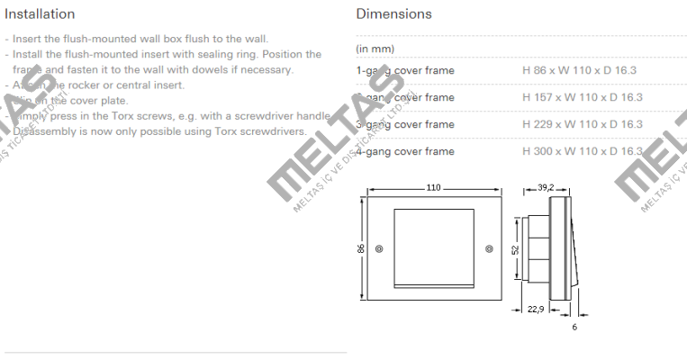 Model:TX44, 2-gang cover frame  Gira