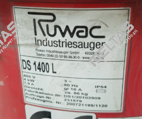 filter for DS 1400 L  Ruwac