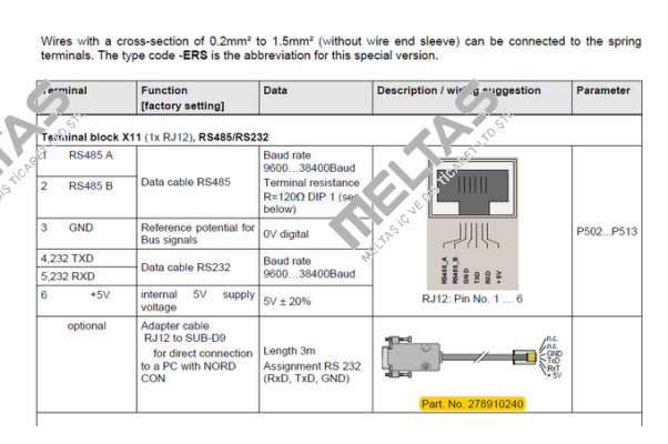 RJ12/SUB-D SO RS232  Nord