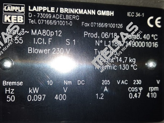 MA80/12-TB-BR-FL-ST10 LAIPPLE KEB