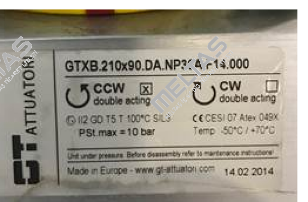 GTXB.210x90.DA.NP36A.F14.000 GT Attuatori
