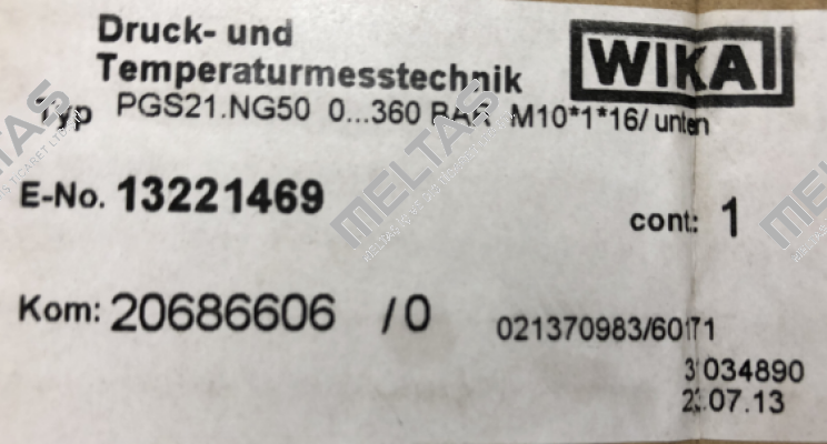 PGS21.NG50  --- OEM / alternative ZT0855.00 Wika