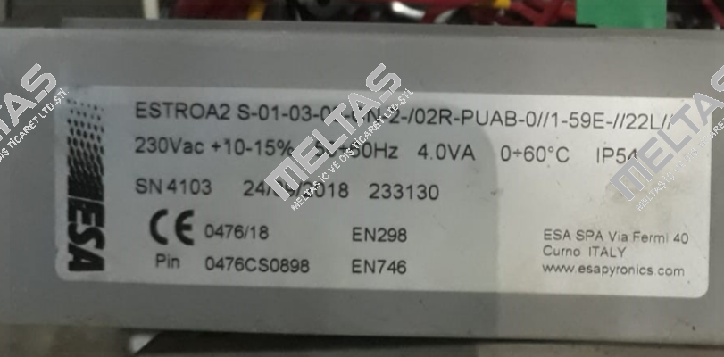 ESTROA2 S-01-03-03-CN-2-/02R-PUAB-0//1-59E-//22L// ESA Pyronics International