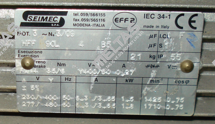 BRAKE FOR TYPE:HFF 90L 4 B5 ALTERNATIVE HBF 112M 4 230.400-50 B5 Seimec (Rossi)