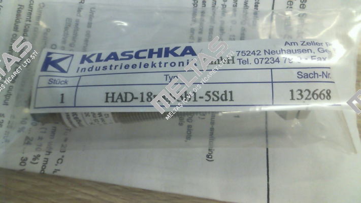 P/N: 132668 Type: HAD-18MG93B1-5SD1 Klaschka