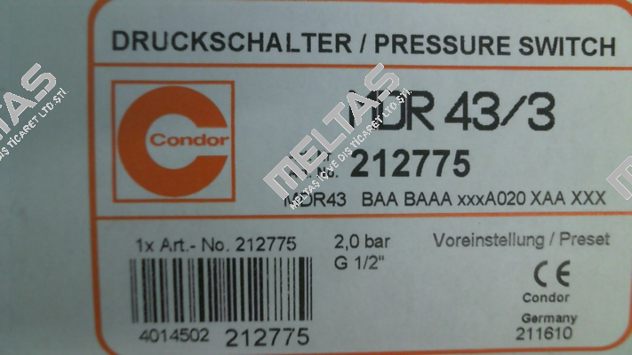 P/N: 212775, Type: MDR 43/3 Condor
