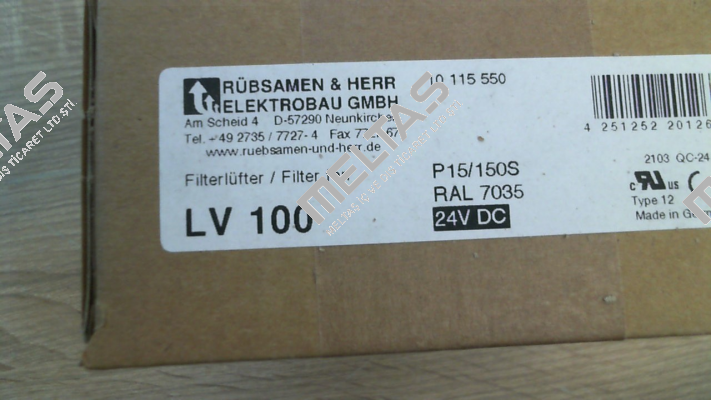 LV 100 Light gray RAL 7035 - 24V DC Rübsamen & Herr