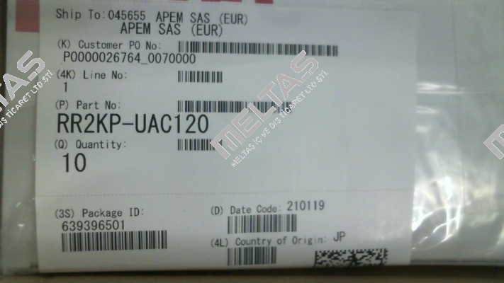 P/N: 209208, Type: RR2KP-UAC120 Idec