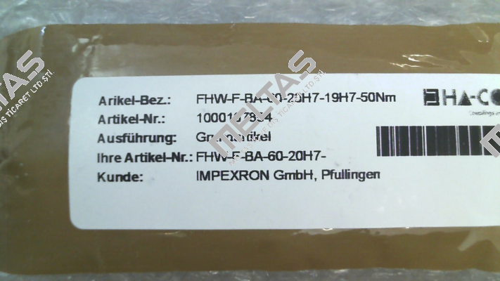 FHW-F-BA-60-20H7-19H7-50Nm HACO