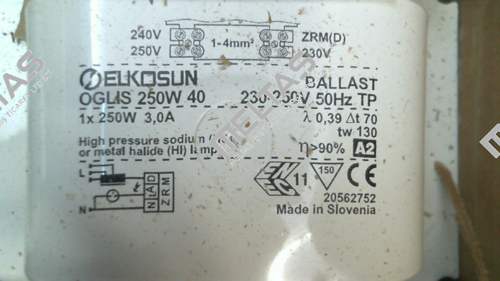 OGLIS 250W 40 230-250/50 040A094 TP Tridonic