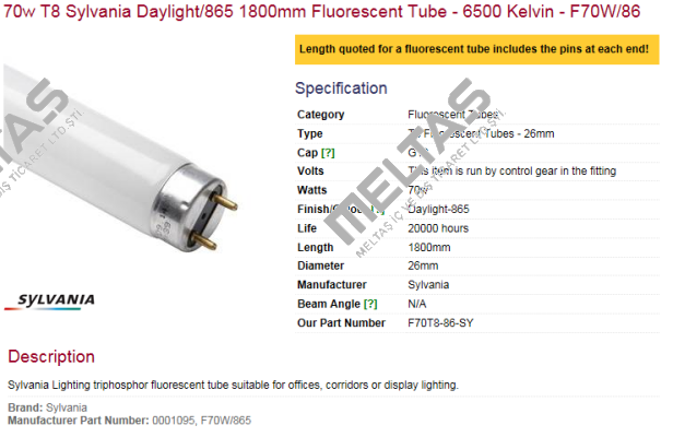 F70T8-86-SY  Sylvania
