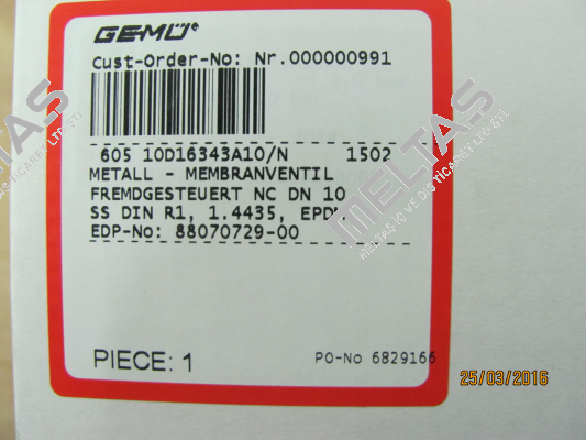 605 10D16343A10/N 1502  Gemü