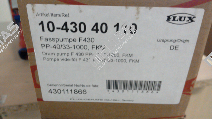 P/N: 10-458 40 610, Type: F430 PP-40/33-1000, FKM Flux (Sondermann)