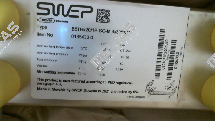 B5THx20/1P-SC-M 4x3/4"&16(20) Swep