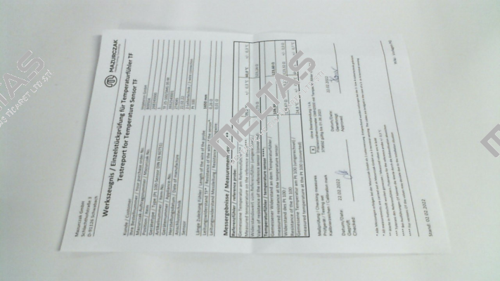 Test certificate for TF Mazurczak
