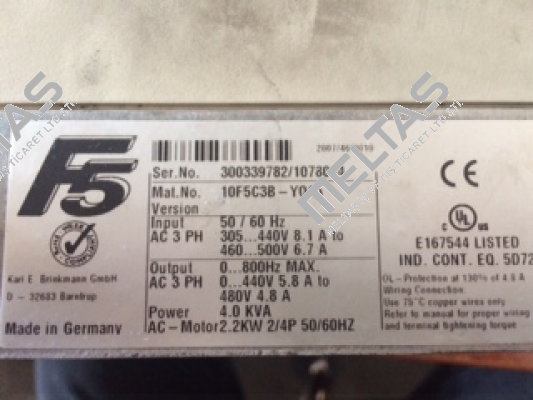 10. F5/ 2,2 kW  LAIPPLE KEB