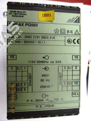SINEAX 502-34B2Z19100E031A obsolete, replaced by Sineax P 530  Gossen Metrawatt