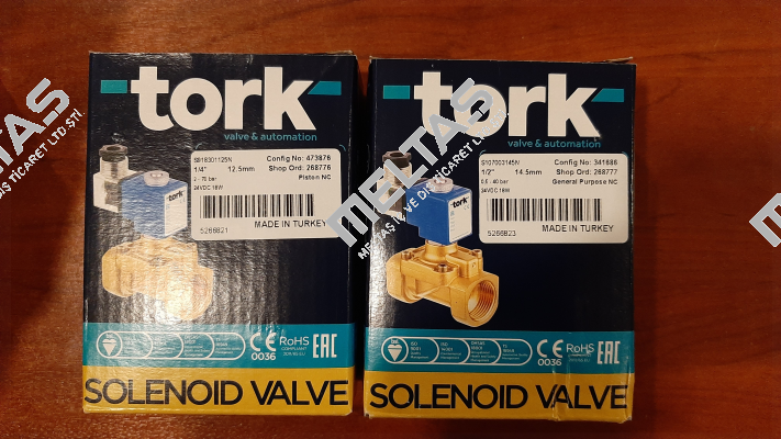1/4" - 12 mm 24V DC 21,6 W 0,5- 40 Bar Tork