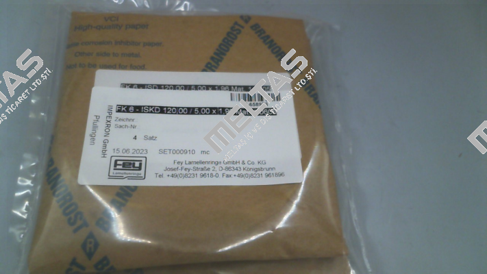 SET000910 / FK 6 - ISKD 120,00 / 5,00 x 1,96 Mat. 1.0605 Fey