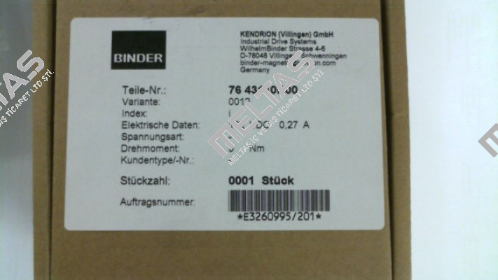 76 43110H00-0012 Binder